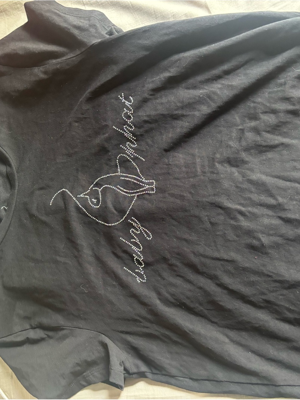 Baby Phat Black Short Sleeve Tee with Rhinestone Logo